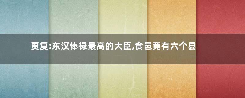 贾复:东汉俸禄最高的大臣,食邑竟有六个县