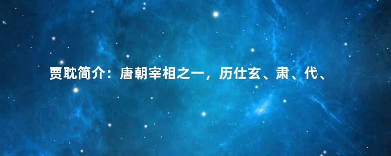 贾耽简介：唐朝宰相之一，历仕玄、肃、代、德、顺、宪六朝