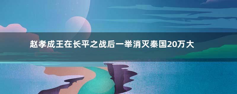 赵孝成王在长平之战后一举消灭秦国20万大军，是如何做到的？