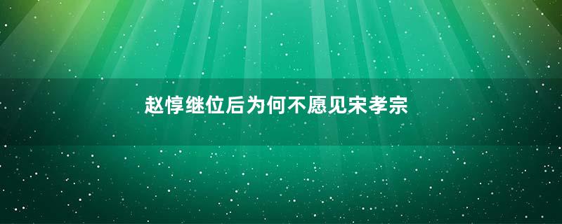 赵惇继位后为何不愿见宋孝宗