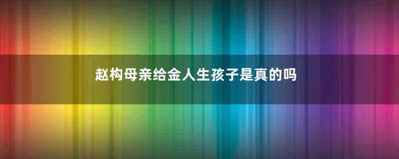 赵构母亲给金人生孩子是真的吗