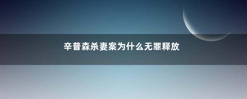 辛普森杀妻案为什么无罪释放