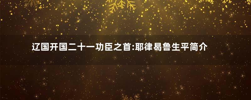 辽国开国二十一功臣之首:耶律曷鲁生平简介