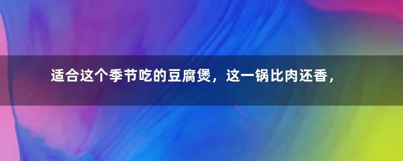 适合这个季节吃的豆腐煲，这一锅比肉还香，一口下去超满足