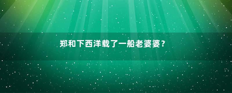 郑和下西洋载了一船老婆婆？
