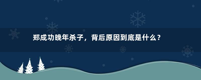 郑成功晚年杀子，背后原因到底是什么？