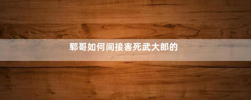 郓哥如何间接害死武大郎的