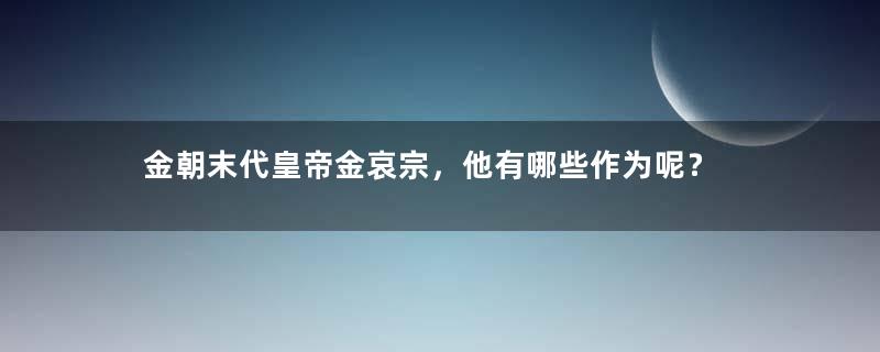 金朝末代皇帝金哀宗，他有哪些作为呢？