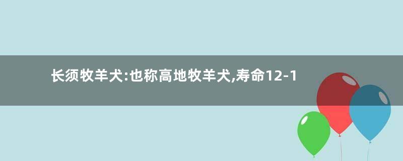 长须牧羊犬:也称高地牧羊犬,寿命12-13年