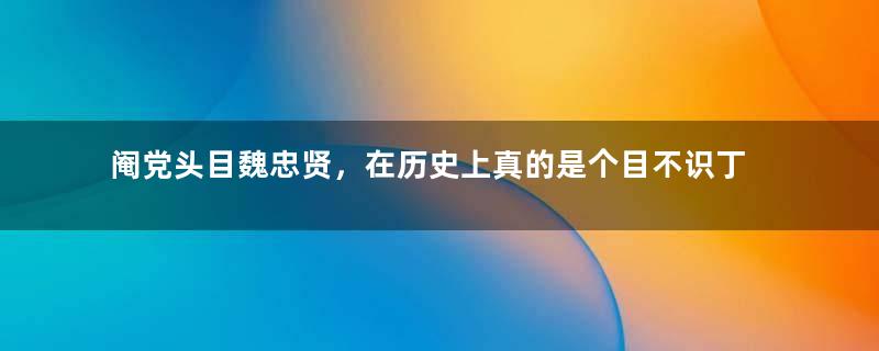 阉党头目魏忠贤，在历史上真的是个目不识丁的文盲？