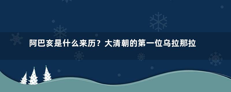 阿巴亥是什么来历？大清朝的第一位乌拉那拉氏皇后