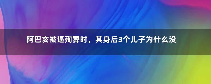 阿巴亥被逼殉葬时，其身后3个儿子为什么没有一个人站出来替她说话？