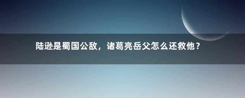 陆逊是蜀国公敌，诸葛亮岳父怎么还救他？