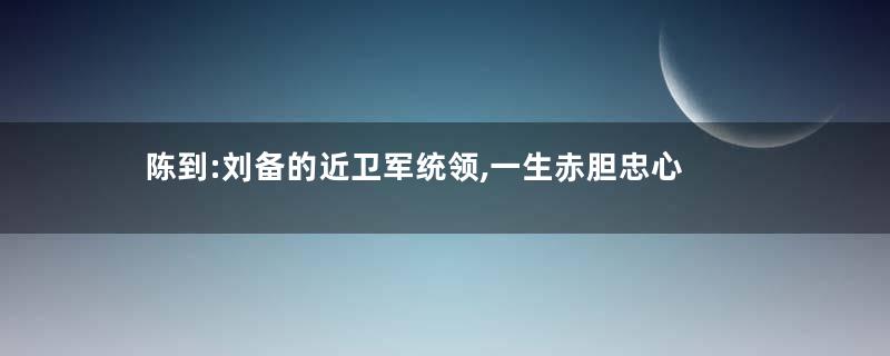 陈到:刘备的近卫军统领,一生赤胆忠心