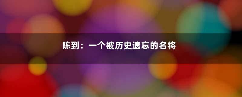 陈到：一个被历史遗忘的名将