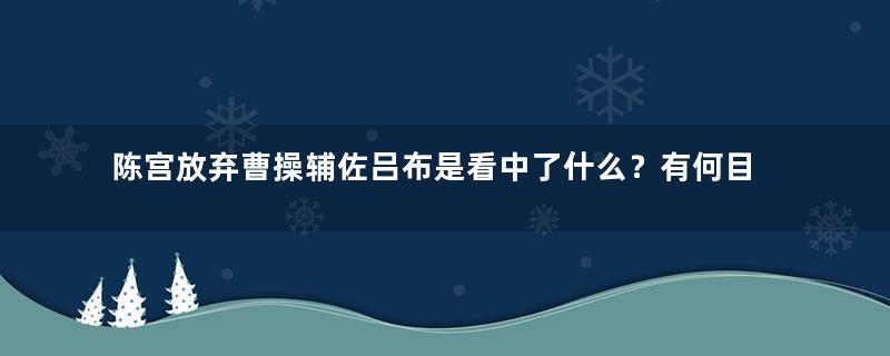 陈宫放弃曹操辅佐吕布是看中了什么？有何目的