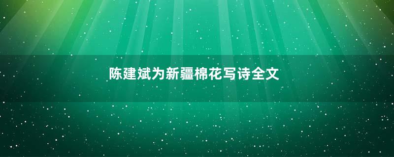 陈建斌为新疆棉花写诗全文