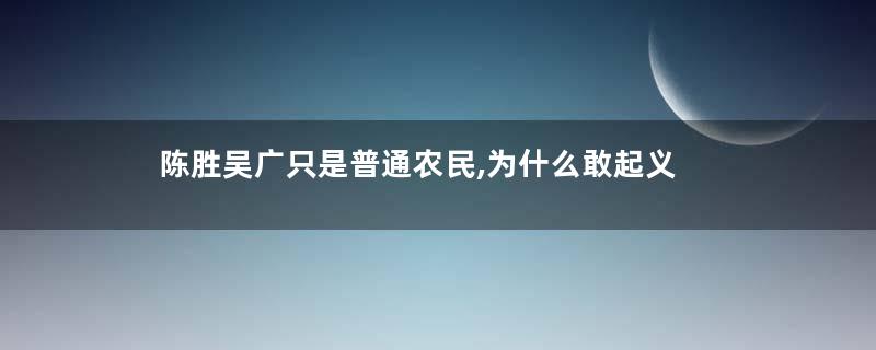 陈胜吴广只是普通农民,为什么敢起义