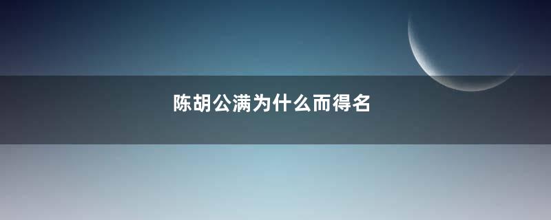 陈胡公满为什么而得名