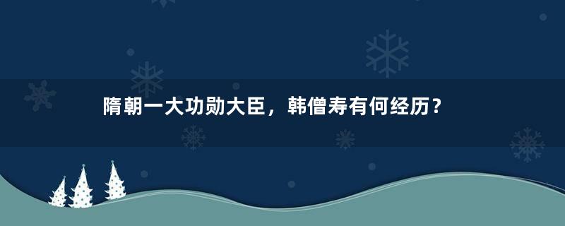 隋朝一大功勋大臣，韩僧寿有何经历？