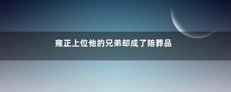 雍正上位他的兄弟却成了陪葬品