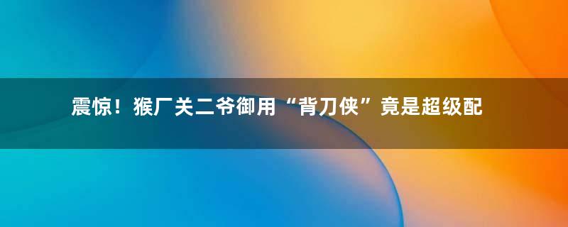 震惊！猴厂关二爷御用“背刀侠”竟是超级配件包