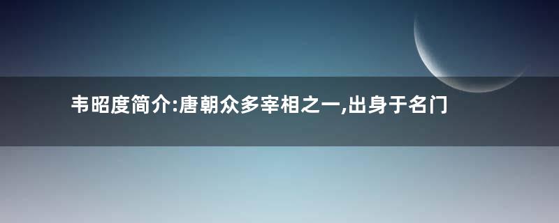 韦昭度简介:唐朝众多宰相之一,出身于名门京兆韦氏