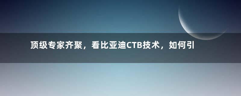 顶级专家齐聚，看比亚迪CTB技术，如何引领新能源汽车新风向？