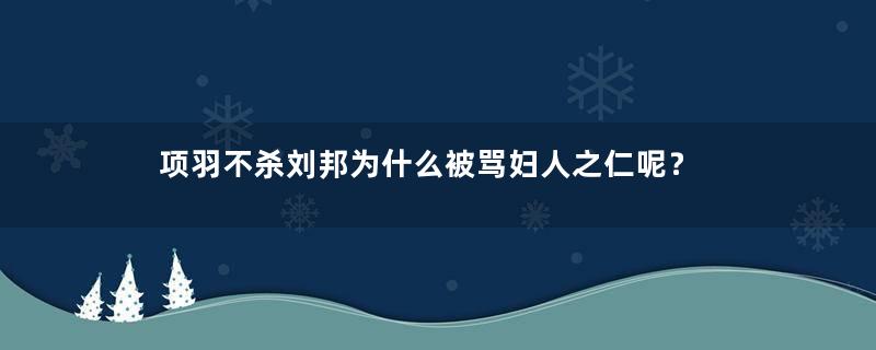 项羽不杀刘邦为什么被骂妇人之仁呢？