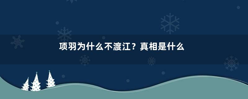 项羽为什么不渡江？真相是什么