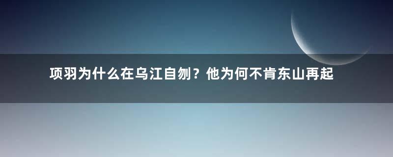 项羽为什么在乌江自刎？他为何不肯东山再起？