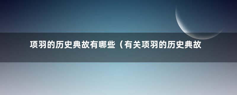 项羽的历史典故有哪些（有关项羽的历史典故）