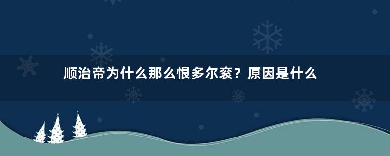 顺治帝为什么那么恨多尔衮？原因是什么