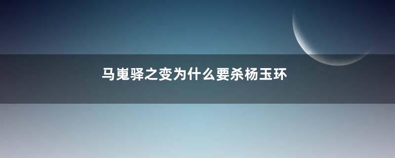 马嵬驿之变为什么要杀杨玉环