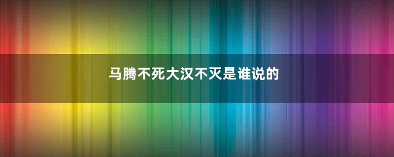 马腾不死大汉不灭是谁说的