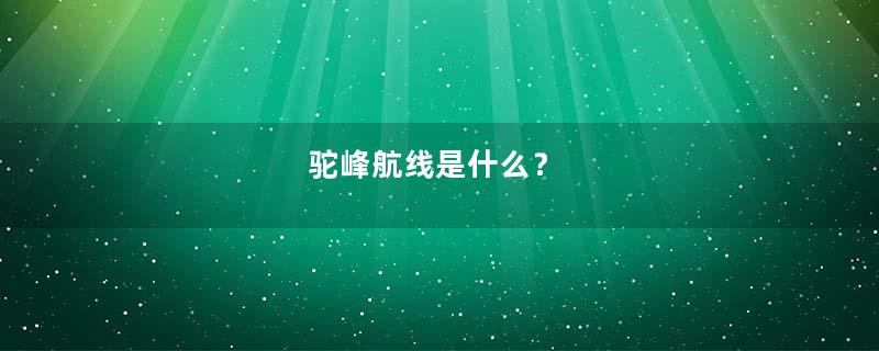 驼峰航线是什么？