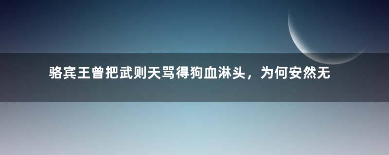 骆宾王曾把武则天骂得狗血淋头，为何安然无恙？