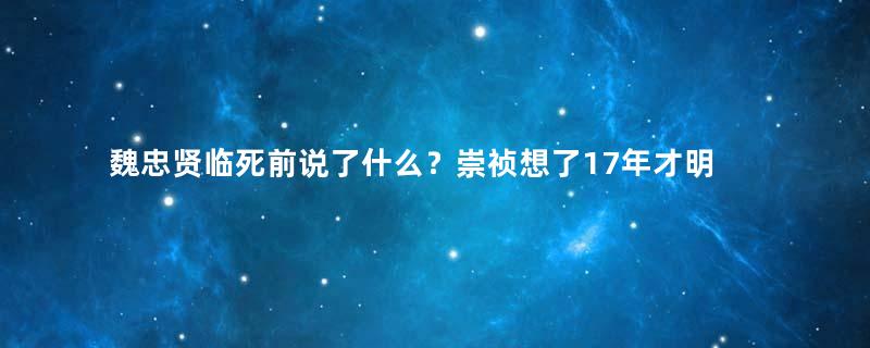 魏忠贤临死前说了什么？崇祯想了17年才明白