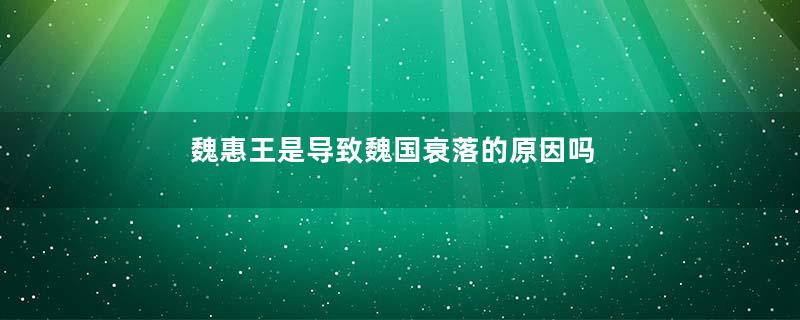 魏惠王是导致魏国衰落的原因吗