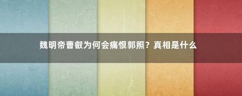 魏明帝曹叡为何会痛恨郭照？真相是什么