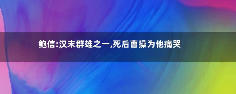 鲍信:汉末群雄之一,死后曹操为他痛哭