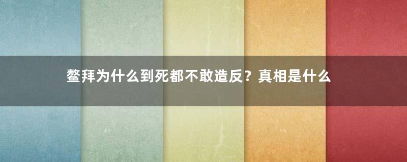 鳌拜为什么到死都不敢造反？真相是什么