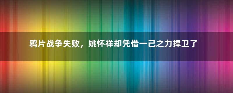 鸦片战争失败，姚怀祥却凭借一己之力捍卫了民族尊严
